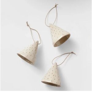NEW Threshold Studio McGee Neutral Ceramic Bell Ornaments, Set of 3